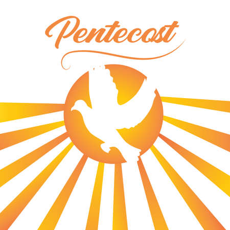 Pentecost Sunday catholic christian holiday celebration of descent of Holy Spirit poster vector cardのイラスト素材