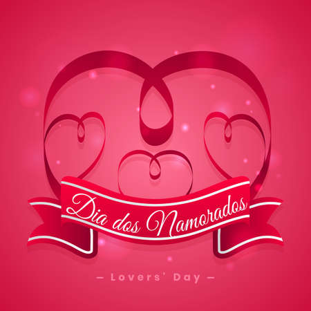 Dia dos Namorados Brazil Valentine's Lovers' Day of Enamored heart beautiful poster background cardのイラスト素材