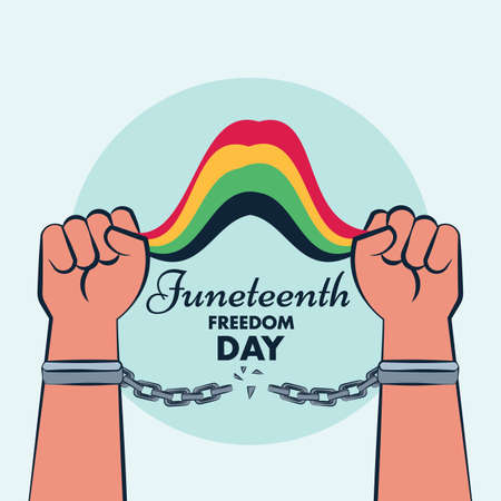 Juneteenth Freedom Day, National Jubilee Emancipation Black Independence Day poster vector designのイラスト素材