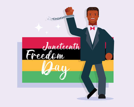 Juneteenth Freedom Day 19 June black people man poster vector backgroundのイラスト素材