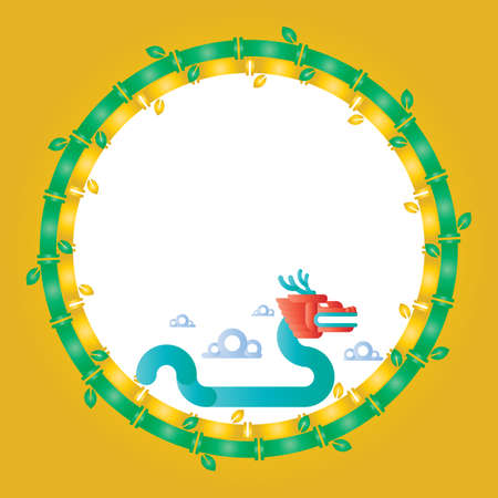 Chinese dragon boat festival cultural bamboo frame border template text space background vectorのイラスト素材