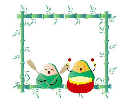 Happy Chinese dragon boat festival celebration event decoration, frame border template backgroundのイラスト素材