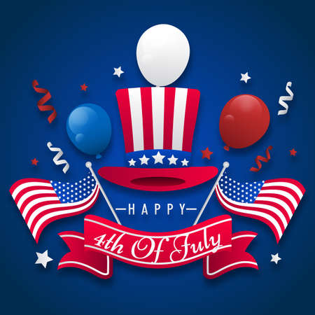 Happy 4th of july independence day USA, America flag greeting card template background poster designのイラスト素材
