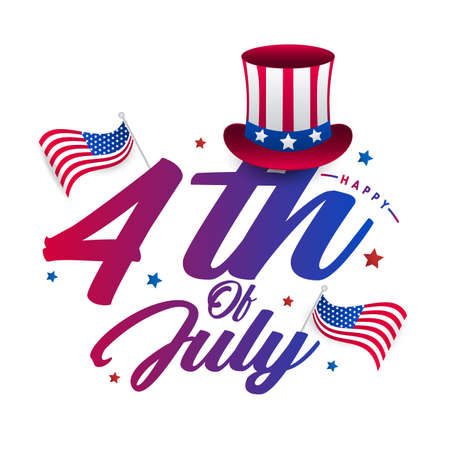 Happy 4th of july, independence day USA, America typography text font calligraphy symbol logo vectorのイラスト素材