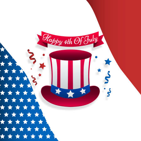 Happy 4th of july independence day USA America greeting card template copyspace uncle sam hat posterのイラスト素材