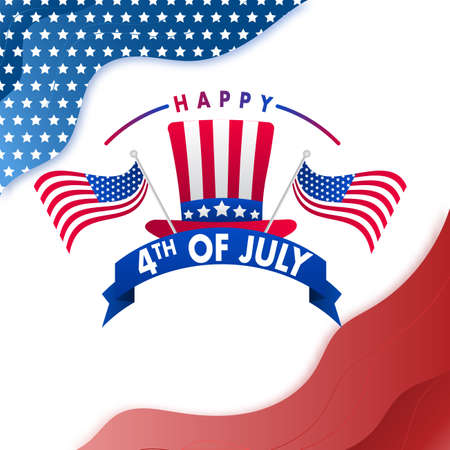 Happy 4th of july, independence day USA, America greeting card template copyspace background posterのイラスト素材