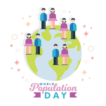 World Population Day 11th July globe poster people vector background design graphic banner imageのイラスト素材