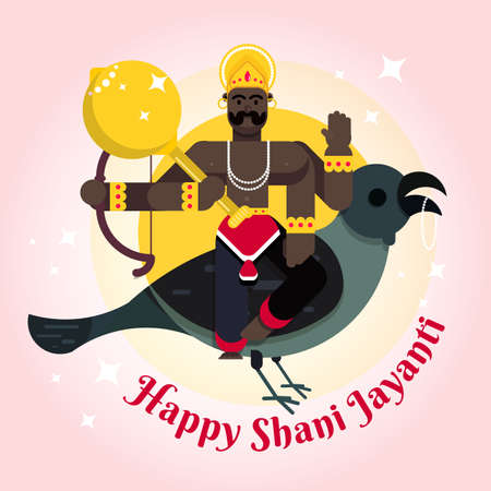 Happy shani jayanti diwas hindu festival celebration culture greeting card wishes poster crow vectorのイラスト素材
