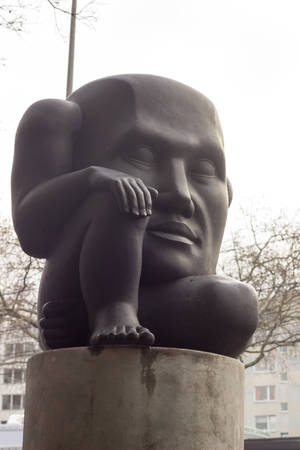 Cologne - statue found in the streetの写真素材