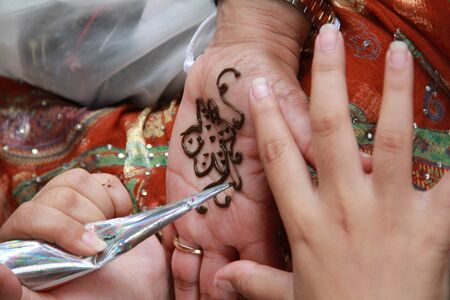 Henna hand artの写真素材