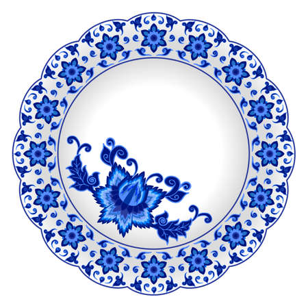 Porcelain plate with decorative patternのイラスト素材