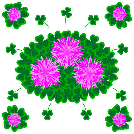 Garden flowers vector illustration - floral composition with flowers and leaves in flat design styleのイラスト素材
