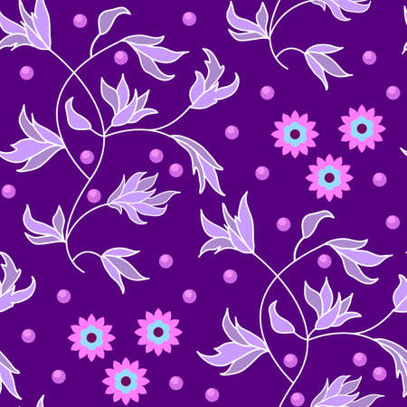 Abstract floral seamless pattern. Ornament with flowers and leaves in traditional oriental style. Use for background, fabric design, wallpapers and pattern fills and textures. Vector illustrationのイラスト素材