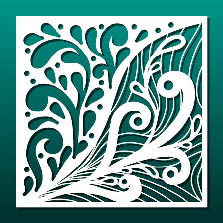 Laser cut panels template, abstract geometric pattern for metal cutout, wood carving, fretwork stencil, paper art.  For interior design, card decoration, engraving. Vector illustrationのイラスト素材