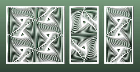 Laser cut panels with geometric pattern in arabic islamic design style, vector set. Template or stencil for metal cutting, wood carving, fretwork, paper art. Useful in interior design, card decoration. のイラスト素材