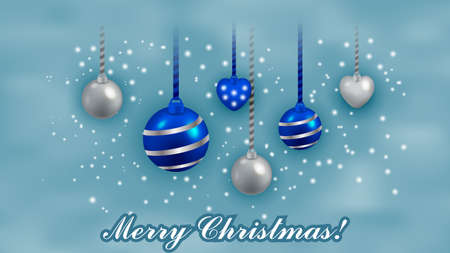 Christmas background design with cloudy winter sky, new year balls and snow. Decorative card, banner or wallpapers. Vector illustrationのイラスト素材