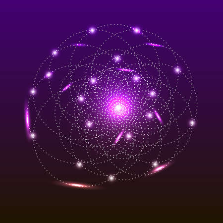 Abstract techno background with neon glowing effects, star shining and sparkles. Techno design, elevent for banner, poster, template. Vector illustrationのイラスト素材