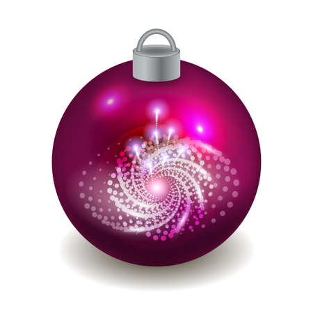 Christmas ball isolated on white background with decorative pattern. Toy for New Year celebration and Christmas tree decor. Vector illustrationのイラスト素材