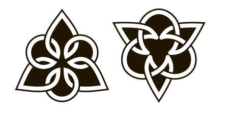 Set of celtic knots. Traditional celtic ornament elements isolated, design black and white. Vector illustrationのイラスト素材