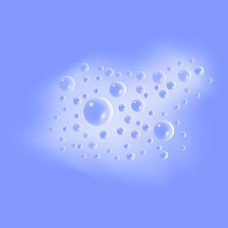 Soap foam with bubbles on blue water background. Vector illustrationのイラスト素材