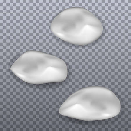 Set of cream smears. Realistic white cosmetic cream texture, skincare gel, foam or lotion. Isolated elements. Vector illustrationのイラスト素材