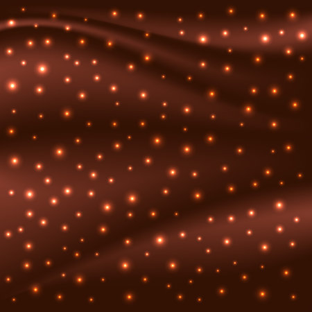 Abstract wavy background with dark brown waves and glowing light glitter. Vector illustrationのイラスト素材