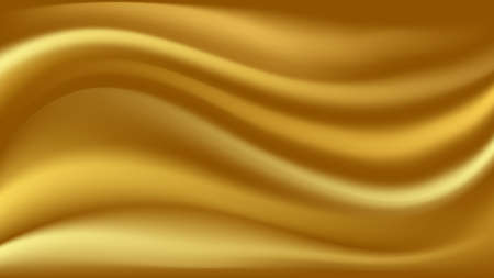 Gold satin waves. Smooth silk wavy  abstract background. Vector illustrationのイラスト素材