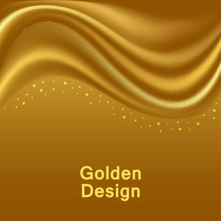 Gold satin waves. Smooth silk wavy  abstract background for cover or banner design. Vector illustrationのイラスト素材