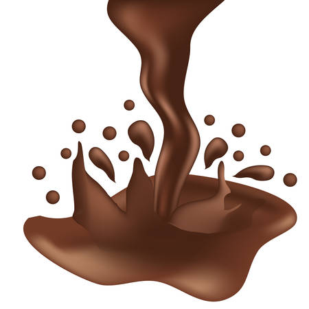 Chocolate splash isolated.  liquid flowing swirl with drops. Vector illustrationのイラスト素材