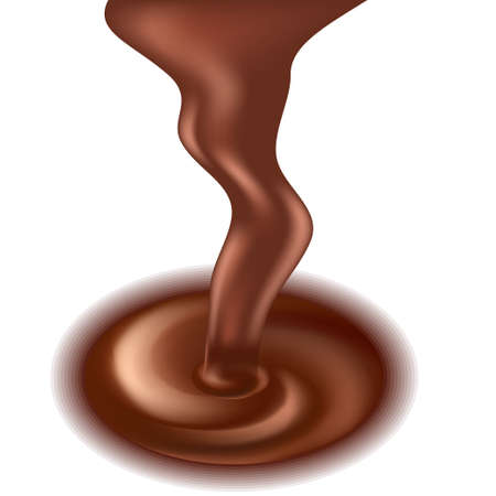 Chocolate splash isolated.  liquid flowing stream with spiral swirl. Vector illustrationのイラスト素材