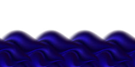 Blue wave swirl, smooth silk or satin texture. Wavy luxurious border on white background, deep blue color flow abstract design. Vector illustrationのイラスト素材