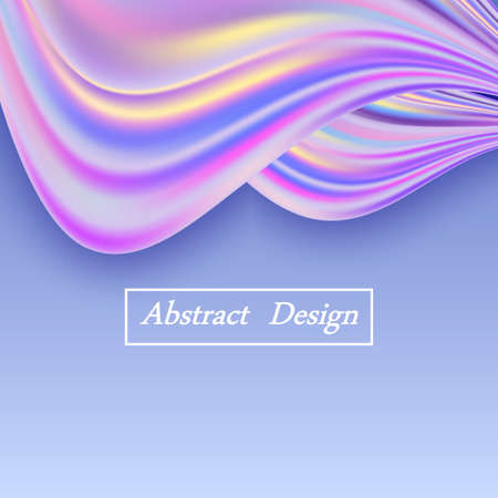 Rainbow pastel wave background. Holographic color flow, purple and blue wavy swirl drapery border for poster or banner. Abstract vector illustrationのイラスト素材