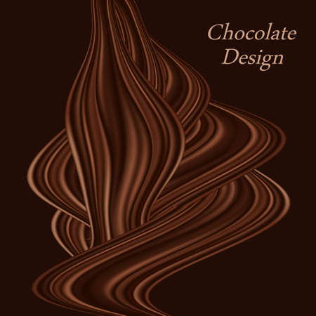 Chocolate wavyswirl splash, liquid flowing texture. Decorative background for poster or banner. Abstract vector illustrationのイラスト素材