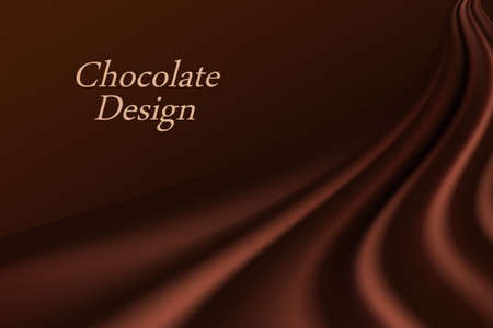 Chocolate wave background. Dark brown creamy chocolate, shiny silk texture. Smooth color flow effect. Abstract vector background for elegant modern poster or banner.のイラスト素材