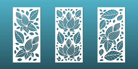 Laser cut panels with modern abstract geometric pattern. CNC cutting. Home interior design, privacy screens and room dividers, wall art, card background,. Vector illustrationのイラスト素材