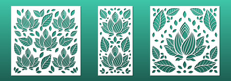 Laser cut panels with modern abstract geometric pattern. CNC cutting. Home interior design, privacy screens and room dividers, wall art, card background,. Vector illustrationのイラスト素材
