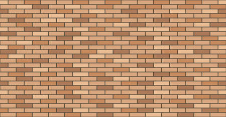 Brick wall texture. Wall masonry seamless pattern, background for house exterior facade decor. Flat brick stones, front view. Vector illustrationのイラスト素材