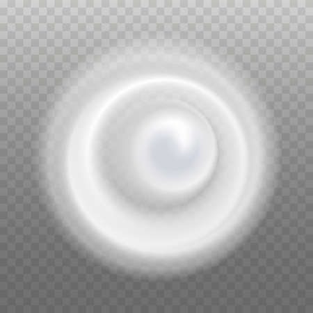 Cream swirl. Cosmetic mousse or foam, lotion or moisturizer. White ccreamy splash. Realistic texture, top view. Isolated on transparent background. Vector illustration.のイラスト素材