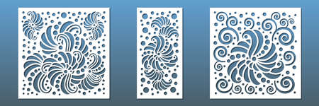 Laser cut card background or panels for home decor. CNC cut stencil. Paper craft, wall art, room divider screens, balcony or fence panels. Modern abstract geometric design. Vector illustrationのイラスト素材