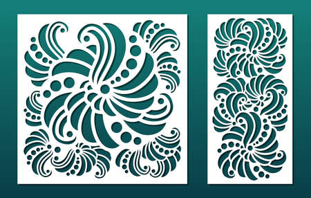 Paper cut card backgrund, laser cnc cut panels with abstract geometric pattern. Home decor, room divider screens, privacy fence panels, coaters, wall art. Vector illustrationのイラスト素材