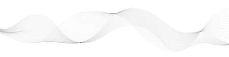 Undulate wave lines; frequency sound waves. Fractal digital curves, gray swirl on white background. Vector illustrationのイラスト素材