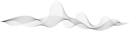 Undulate gray wave swirl. frequency soundwave; twisted curve lines with blend effect. Technology, data science, geometric border pattern.Isolated on white background. Vector illustrationのイラスト素材