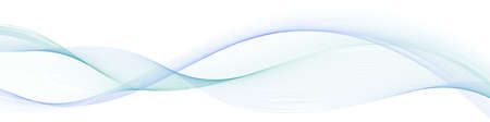 Abstract wave, blue and teal swirl wave swoosh, color flow on white background. Transparent veil texture. Modern trendy design for border decor. Vector illustrationのイラスト素材