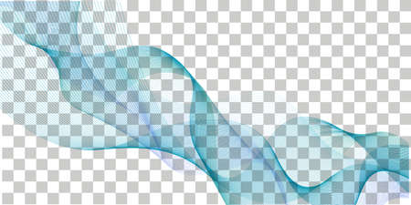 Wave swoosh; blue and teal color flow. Wavy swirl; sea water or air wind abstract design for banner decoration, isolated on transparent background. Vector illustrationのイラスト素材