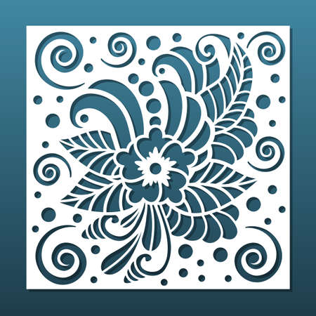 Paper cut card or laser cut interior panel background. Floral pattern in art deco style. Wall art, privacy screen stencil, greeting, celebration or invitation card, home decor. Vector illustrationのイラスト素材