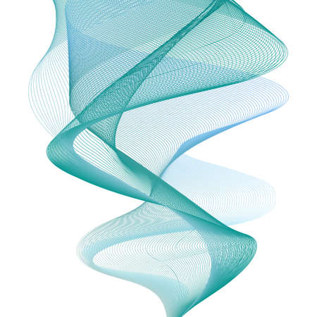 Wave swirl swoosh, teal and blue color flow. Air wind dynamic waves movement. Abstract modern trendy design for banner background decoration. Undulate curve lines. Vector illustrationのイラスト素材