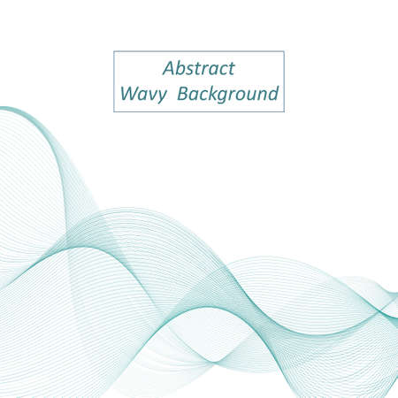 Abstract teal wave swirl isolated on white background. Dynamic wave swoosh movement, modern trendy design for banner or poster. Color flow, blend curve lines. Vector illustrationのイラスト素材