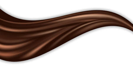 Chocolate swirl wave isolated. Creamy milk chocolate, dark brown color flow twisted wave, smooth liquid texture. design element. abstract vector illustrationのイラスト素材