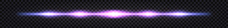 Neon laser beam, glowing streak with light thunder bolt effect. Purple and blue ray line with electric flash explosion.Techno futuristic impulse line isolated. vector illustrationのイラスト素材