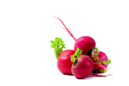 Root vegetable radish, raw, white background, horizontal, no people, copy spase,の写真素材
